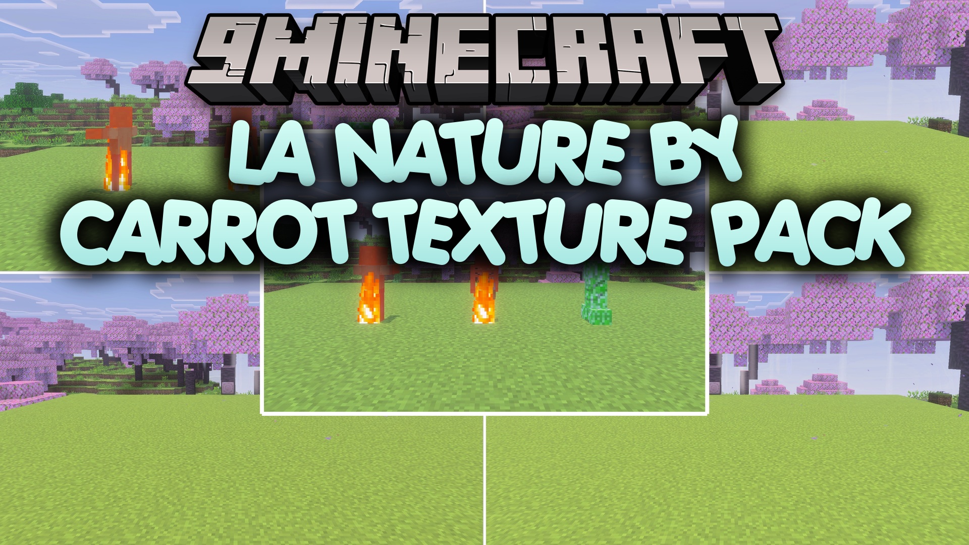 A survival village with houses, animals and pathways textured by the La Nature pack