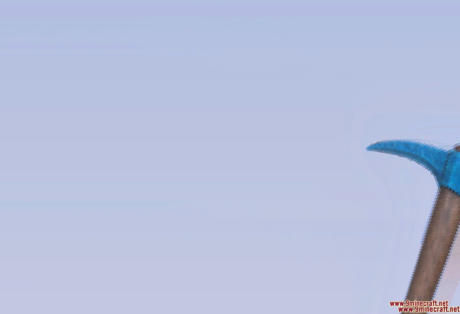 Legendary PBR Texture Pack Screenshot 5 First person view of the retextured diamond pickaxe