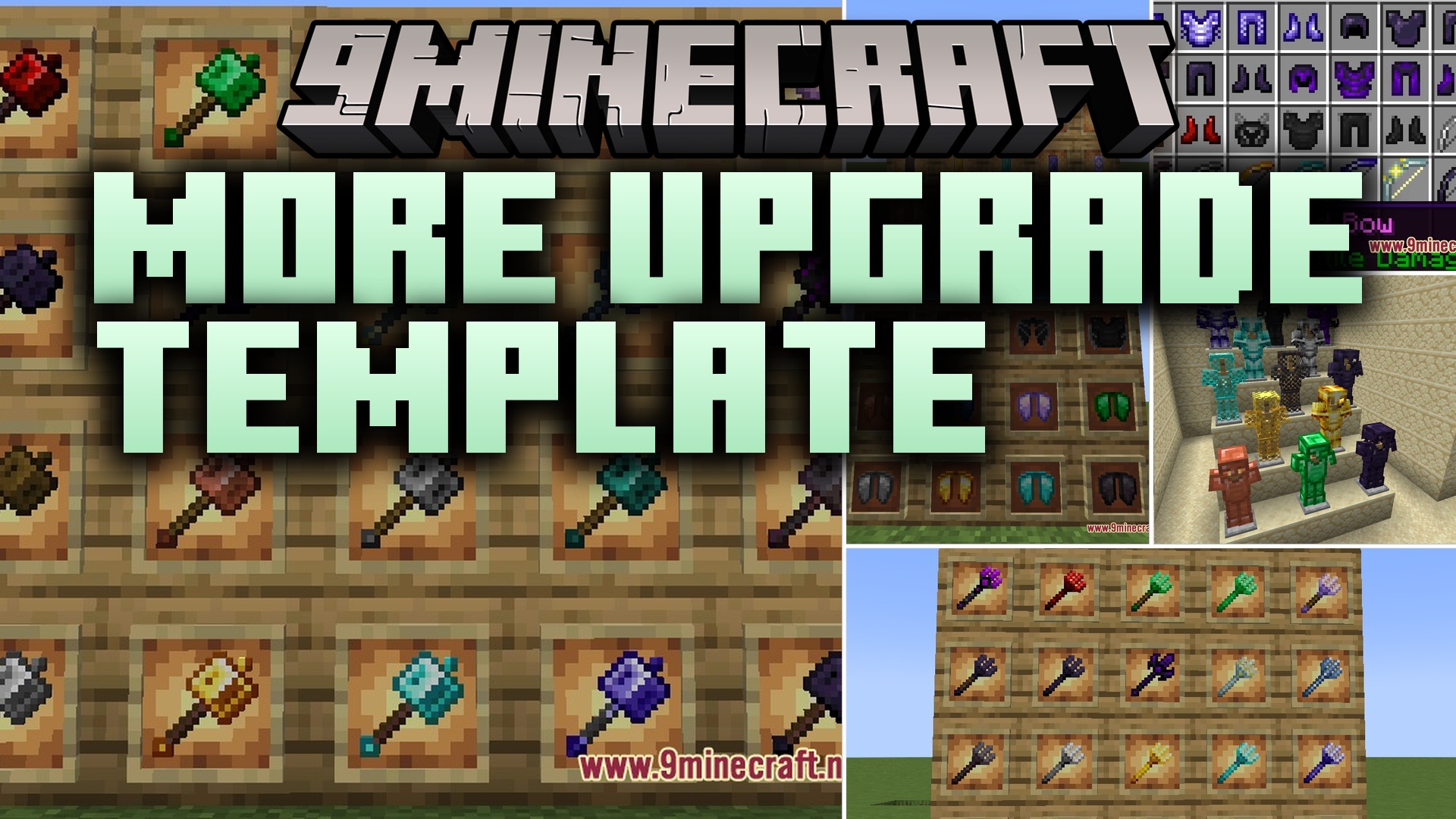 More Upgrade Template 更多锻造模板 Mod Screenshot 1 Inventory grid displaying new tools and armor from More Upgrade Template mod