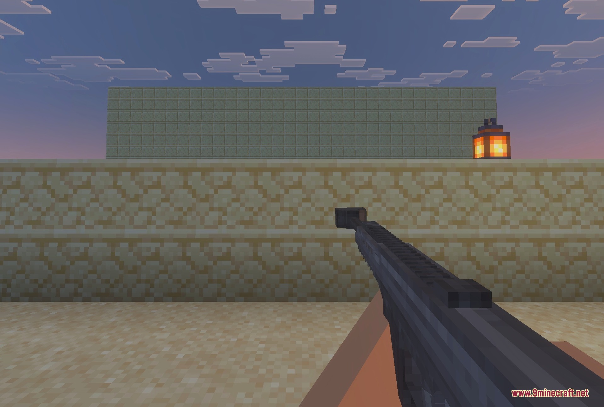 Aiming the Barrett M82A1 from a sandstone bunker at sunset
