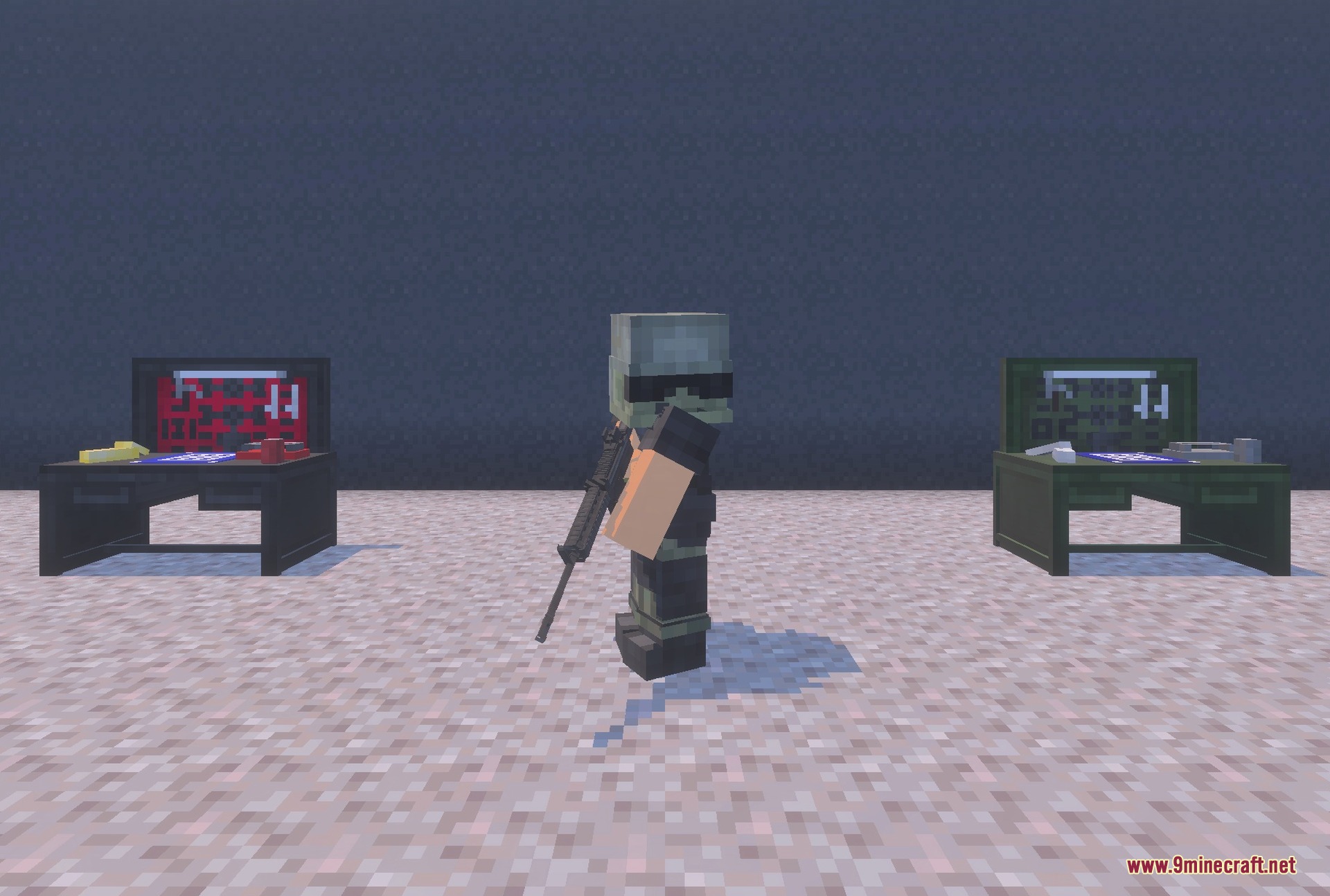 The military armour set worn while holding the M4A1