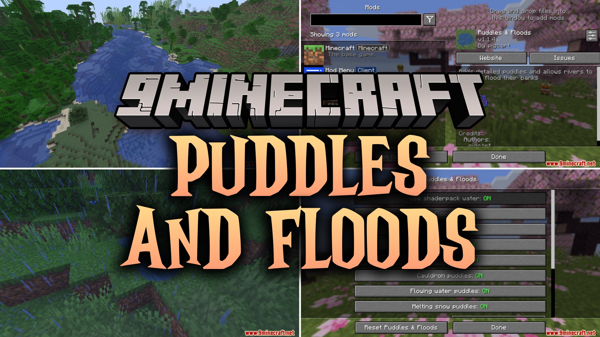 Puddles and Floods Mod (26.2, 1.20.1) – Watch Rainstorms Leave Puddles and Flood Valleys
