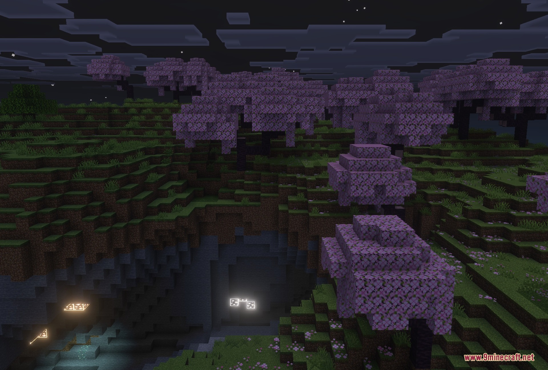 Radiant Glowing Ores Texture Pack Screenshot 3 More of the set on open ground