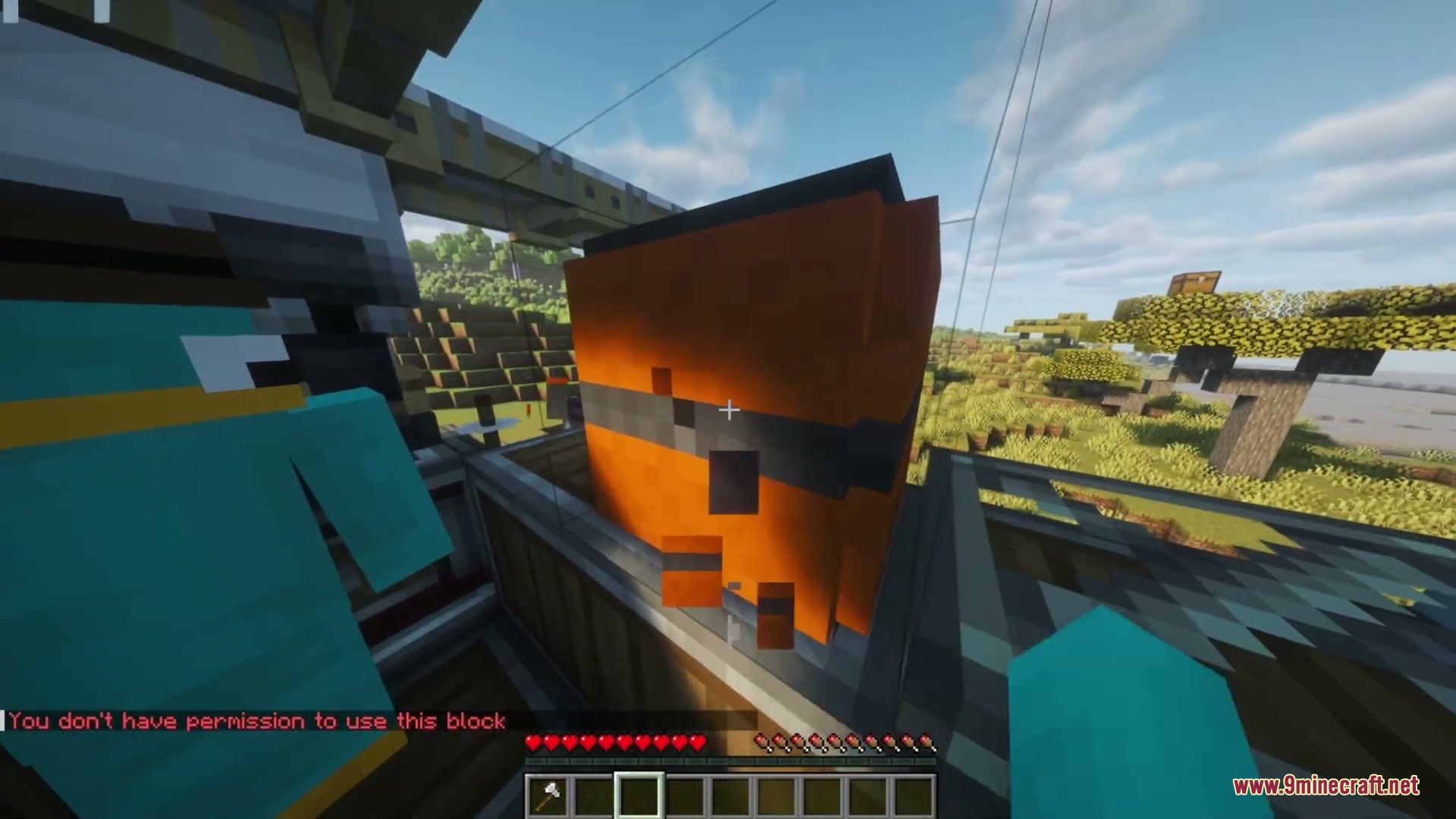 Create Aeronautics Claims FTB OPAC Mod Screenshot 4 Player standing near a claim block from Create Aeronautics Claims mod