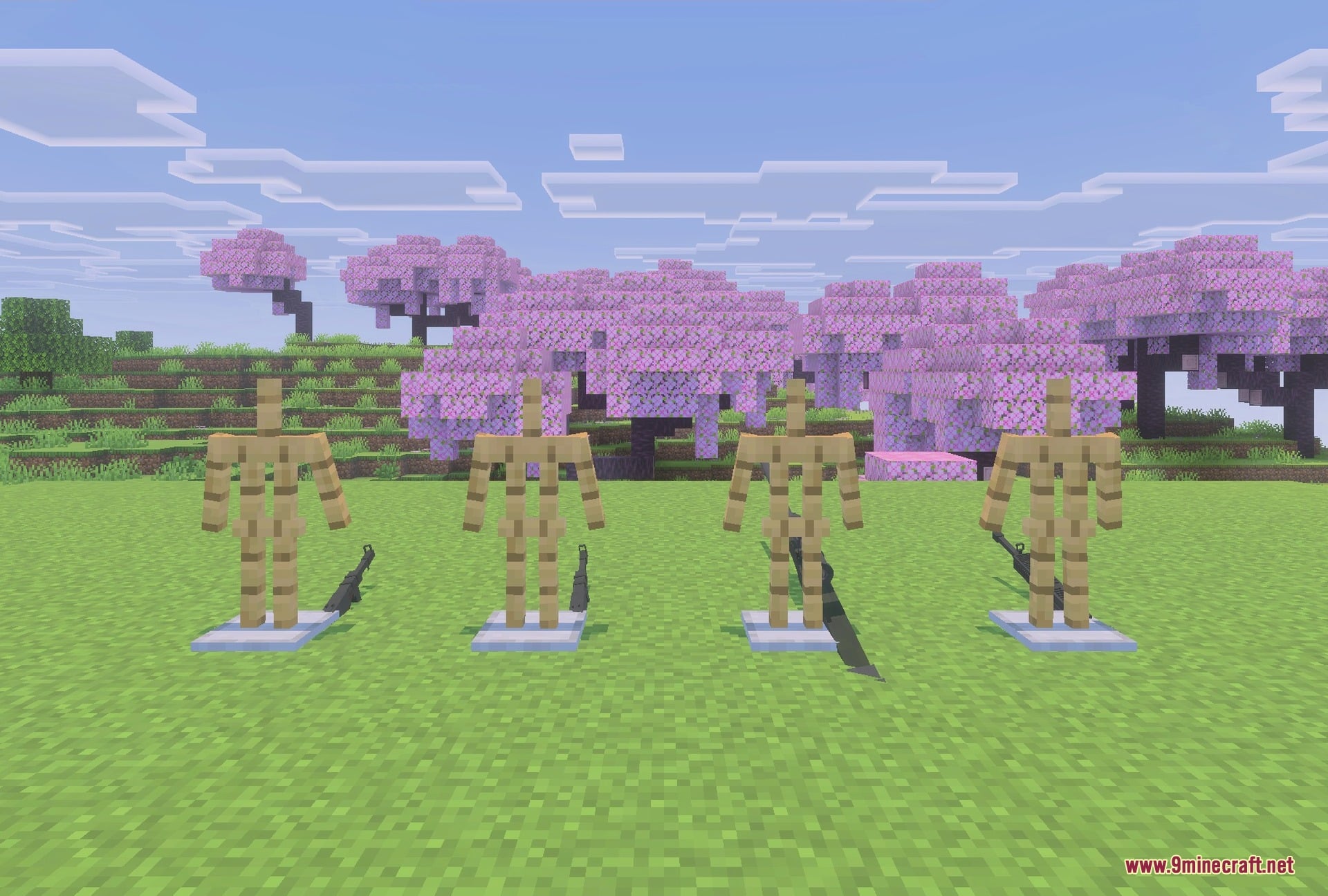 Simple Guns by Four Addon Screenshot 1 Guns from the addon mounted on display stands
