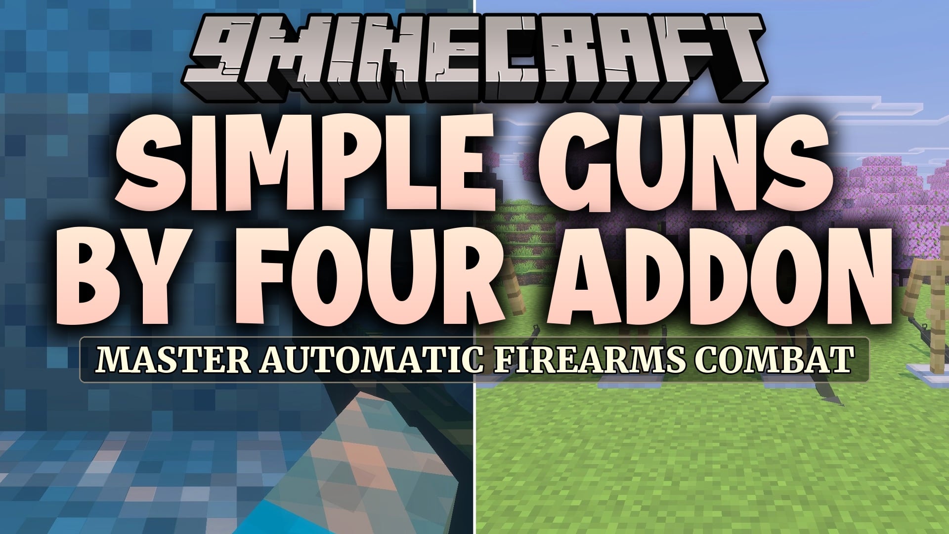 Simple Guns by Four Addon Screenshot 1 Minecraft resource packs settings screen showing active packs and available download options