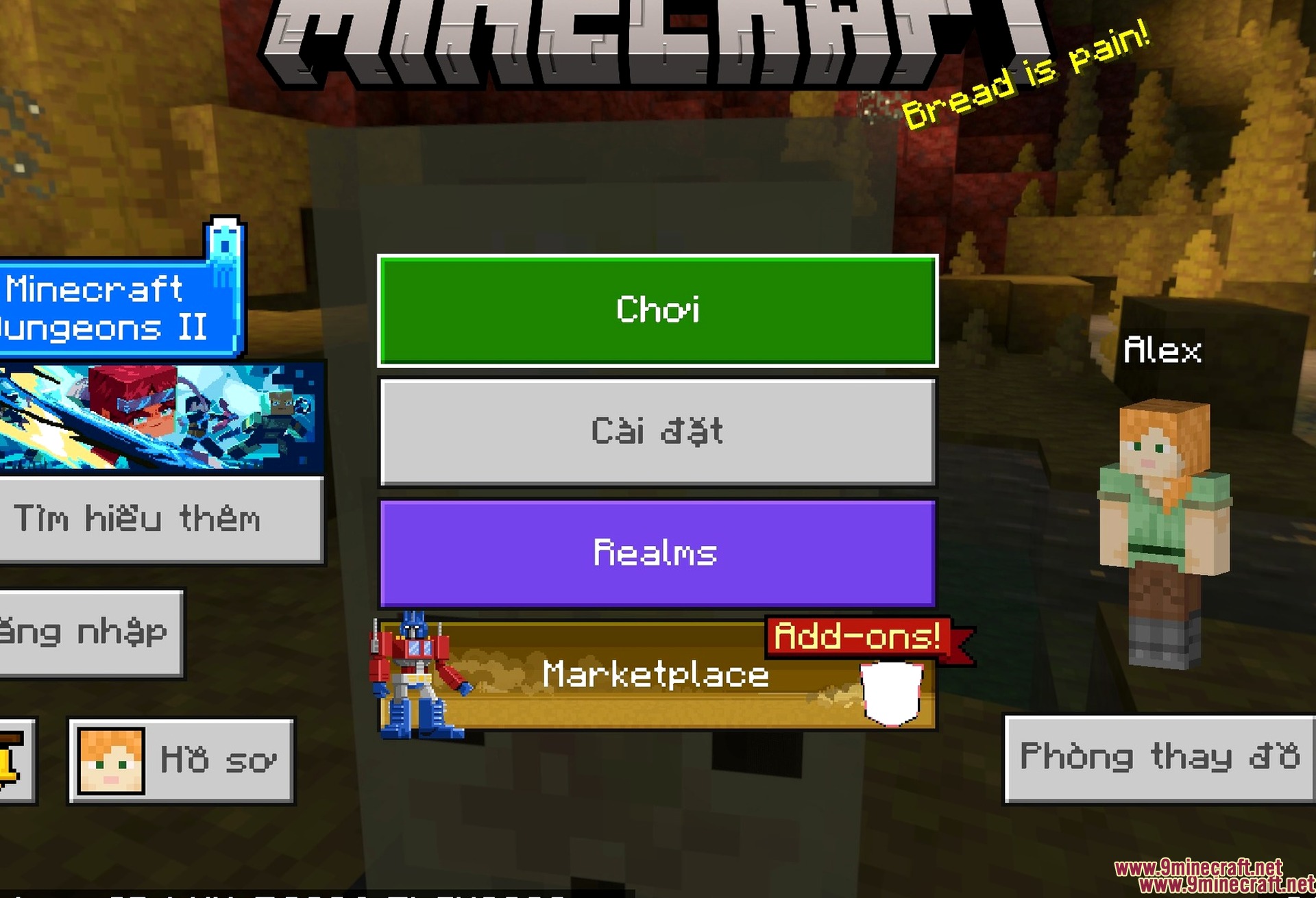 Ty-el's Vietnamese Language Pack Texture Pack Screenshot 1 The main menu in Vietnamese