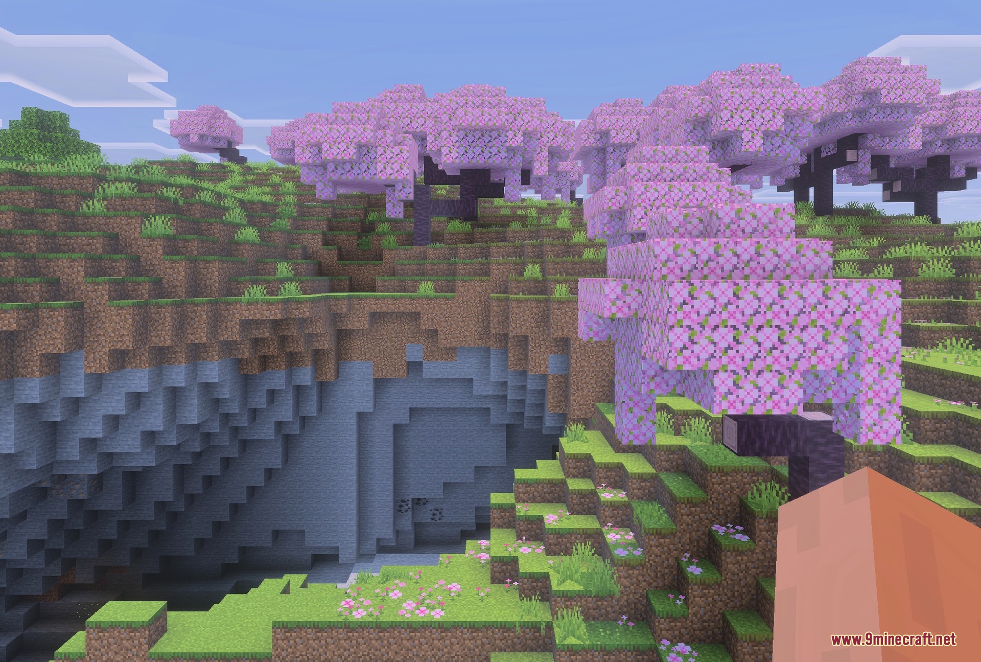 With the goggles on, the caves under the hillside show straight through the rock