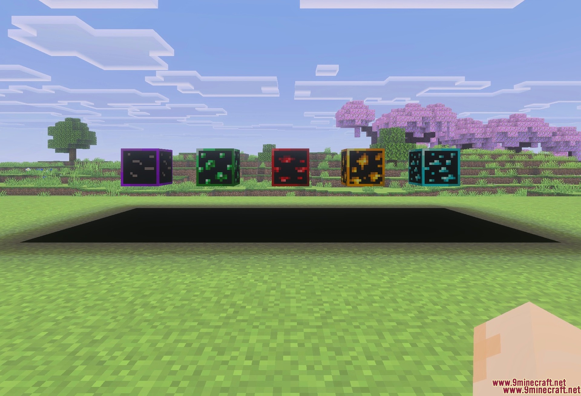 Every ore type inside the rock, picked out by colour