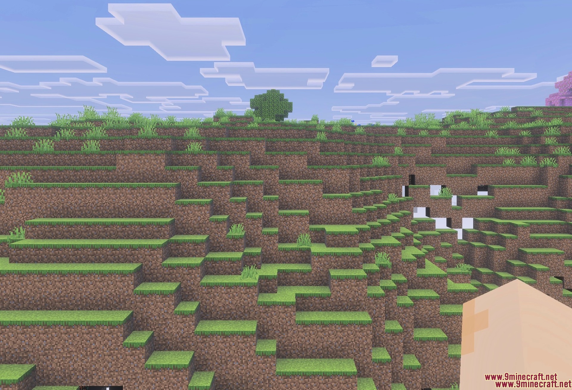 Looking through the terrain at the caves below