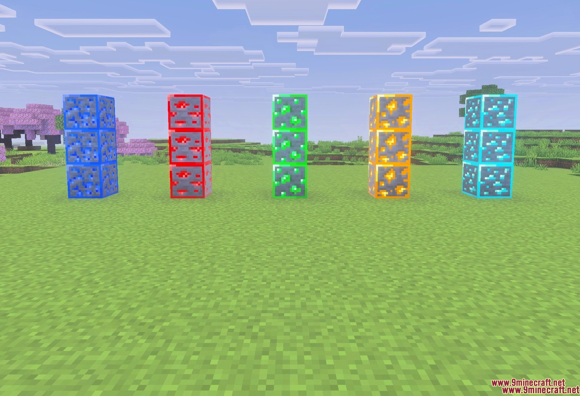 The glowing ore textures the pack draws