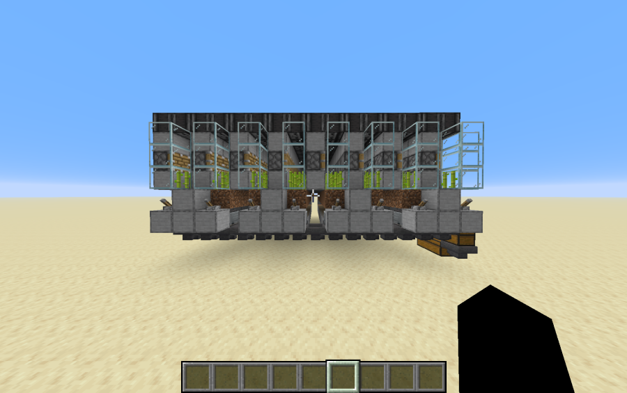 1 Chunk Sugarcane Farm Schematic Screenshots 1 Automated sugarcane farm schematic featuring redstone components and glass collection systems in Minecraft