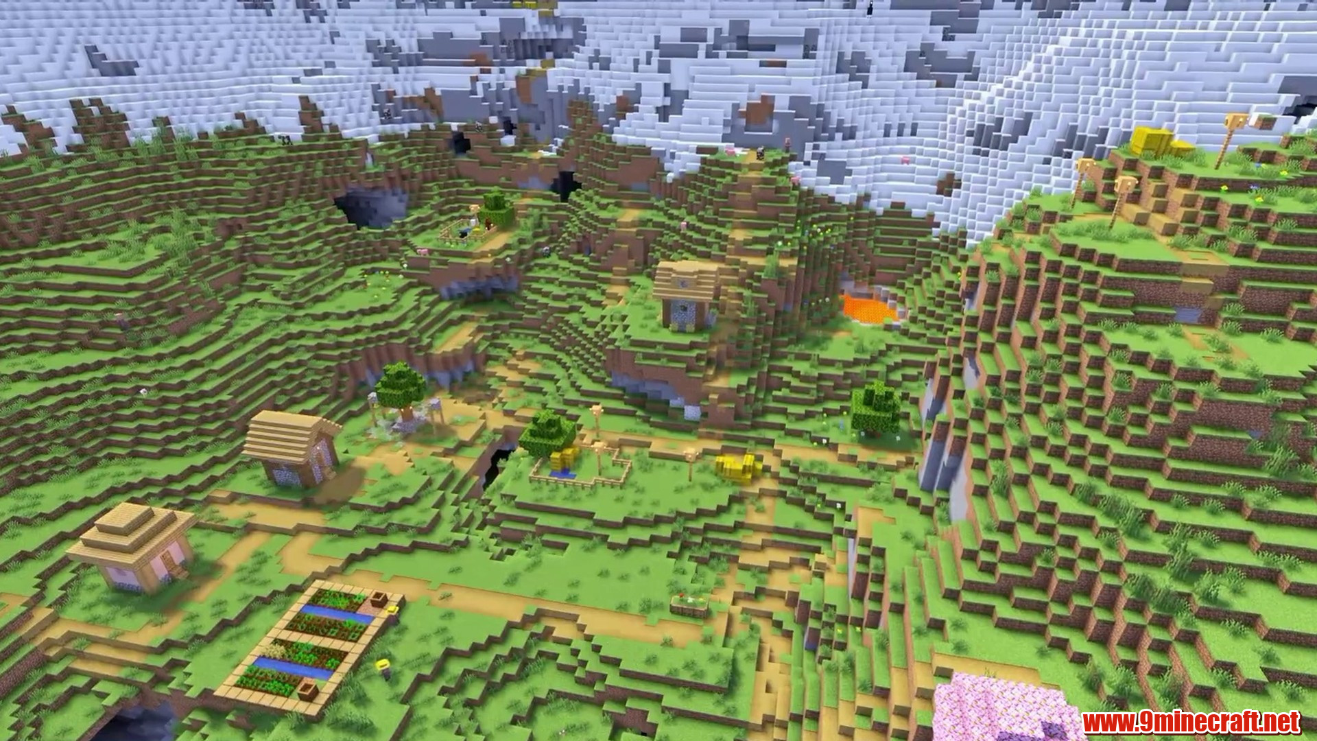 Cherry Grove Village Caldera - Minecraft seed 1989465135391661767
