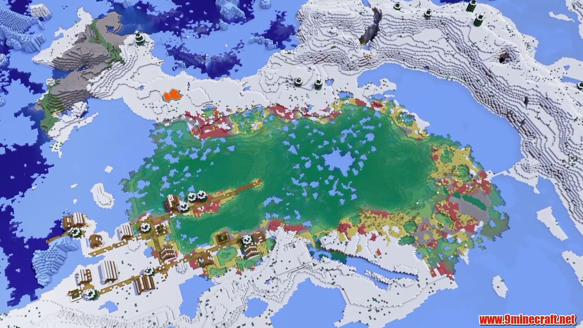 Frozen Sulfur Village - Minecraft seed 2385781902599543918