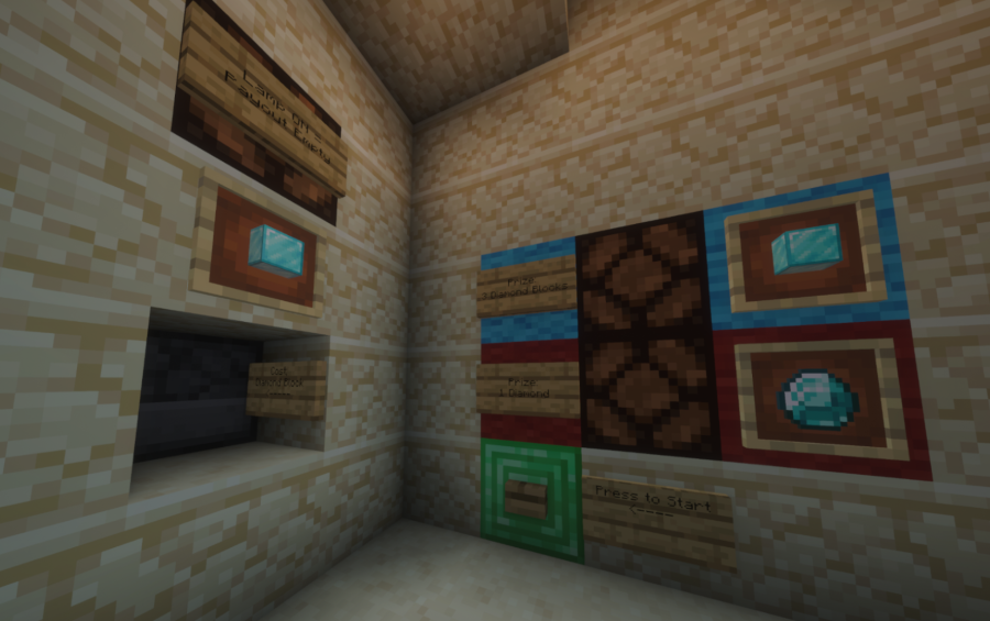3x Multiplier Slot Minecraft Redstone Casino Machine Schematic Screenshots 3 Redstone casino machine interface featuring diamond blocks and a green start button