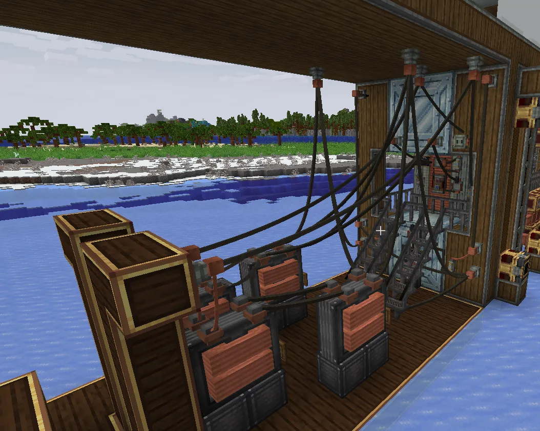 40l100me C1.1 Engine Schematic Screenshots 2 Overview of the 40l100me ship engine room with complex wiring and generators