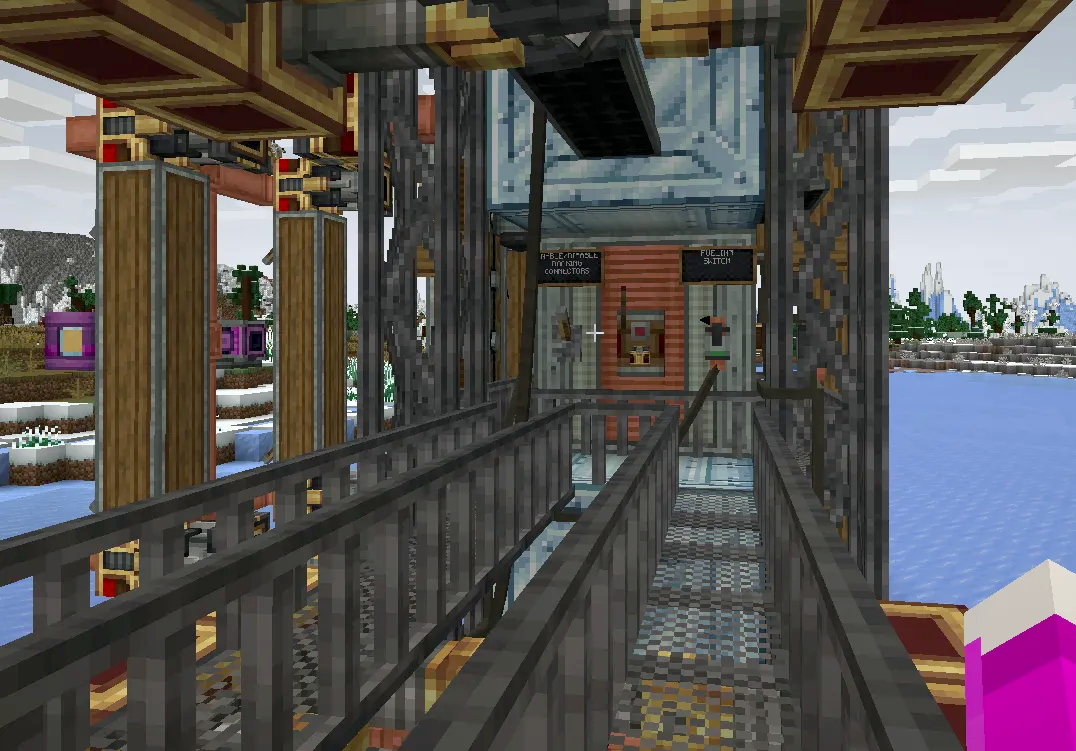 40l100me C1.1 Engine Schematic Screenshots 3 Metal walkway leading to the control station of a powerful ship engine
