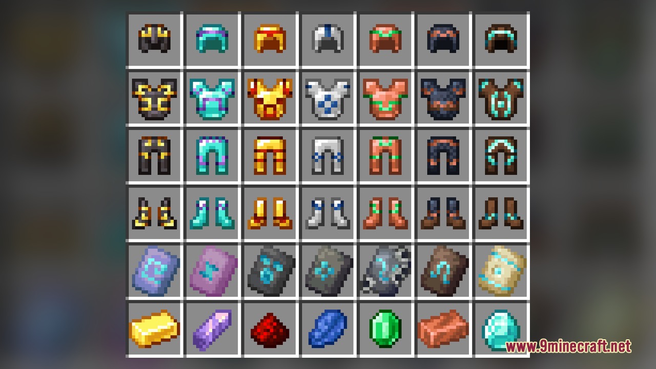 AL's Advanced Armory Resource Pack Screenshot 6 A collection of trimmed Minecraft armor pieces and various smithing templates