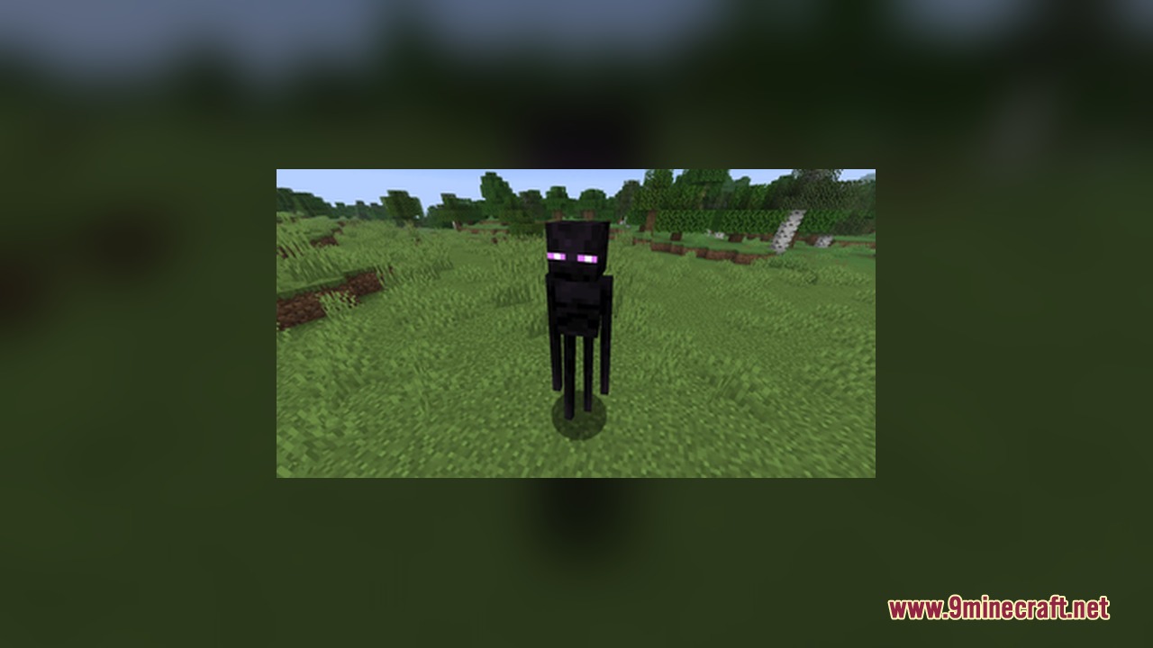 An Enderman with smooth animations standing in a grassy plains biome