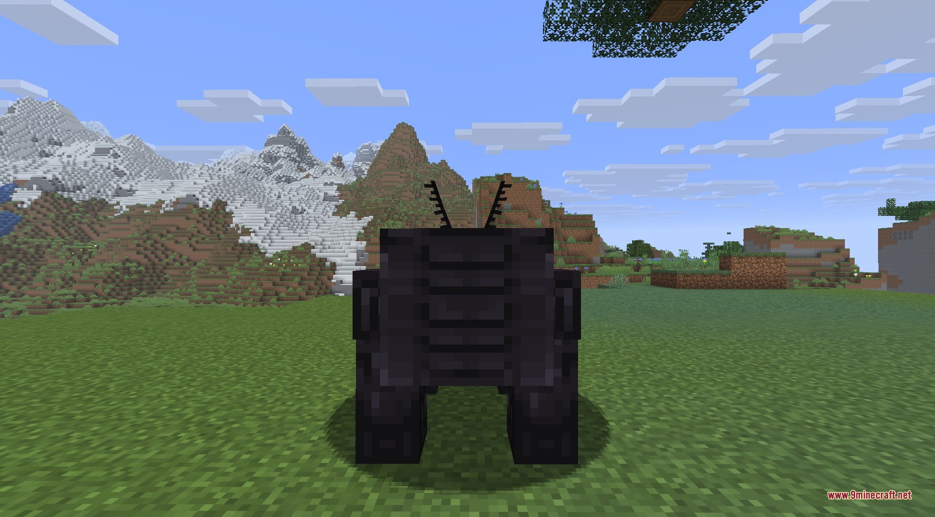 AdventureZ 9minecraft Mod Screenshot 7 A towering Blackstone Golem from AdventureZ stands in a vast grassy field