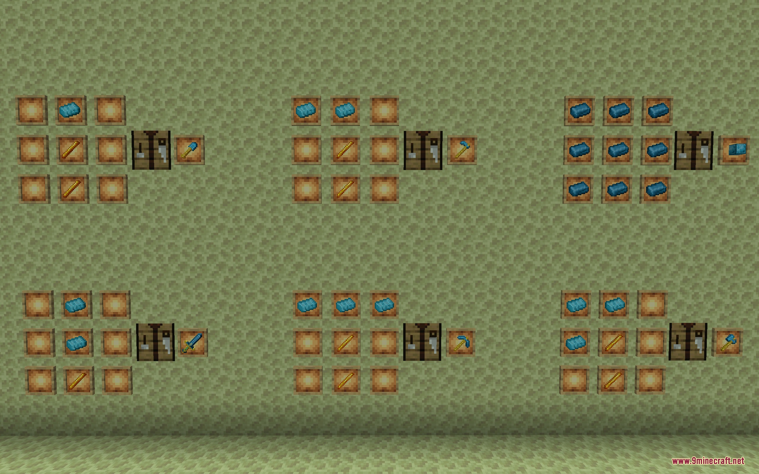 Aetheric Apex Steel Mod Screenshot 7 Crafting recipes for blue tools and weapons using blaze rods and heavy alloy bars