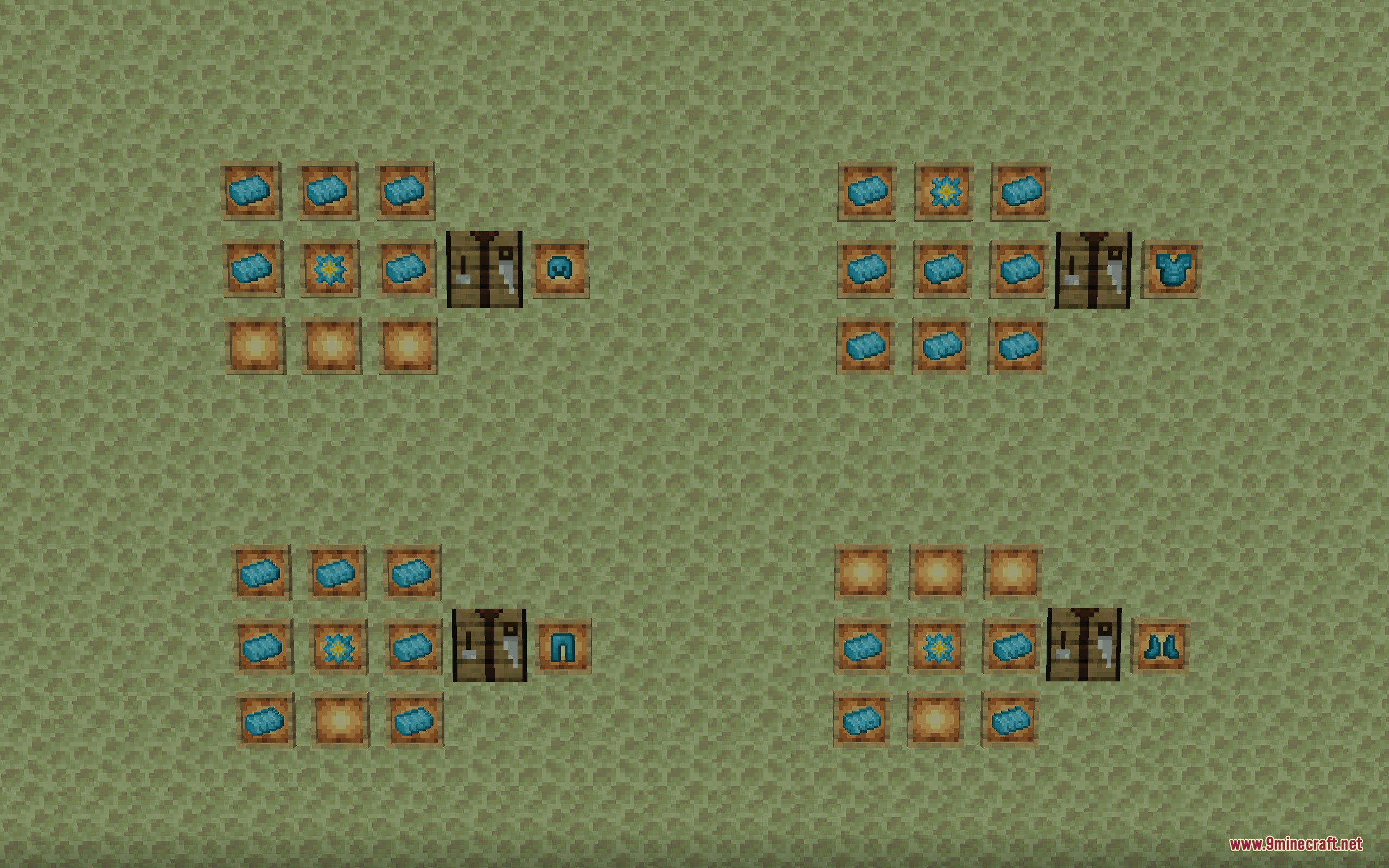 Aetheric Apex Steel Mod Screenshot 8 Crafting recipes for blue armor pieces using heavy alloy bars and special cores