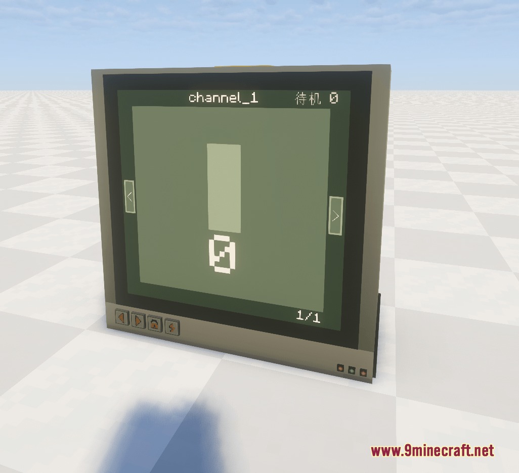 Aetheric Signal Grid Mod Screenshot 5 A digital monitor displaying channel information and a large exclamation mark icon