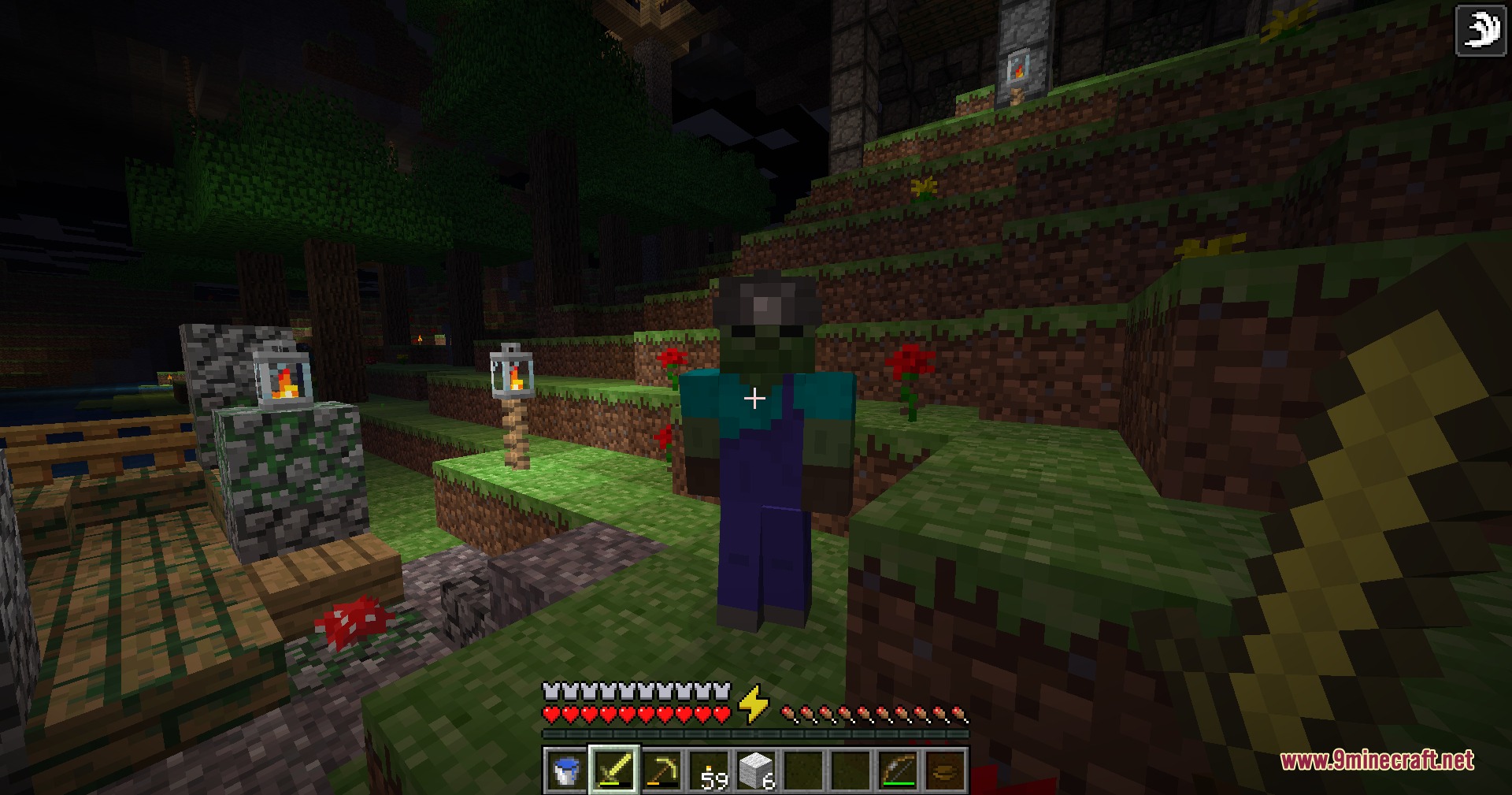 Alpha Horizon Modernized Mod Screenshot 6 A zombie wearing a miner helmet and blue overalls in Alpha Horizon Modernized