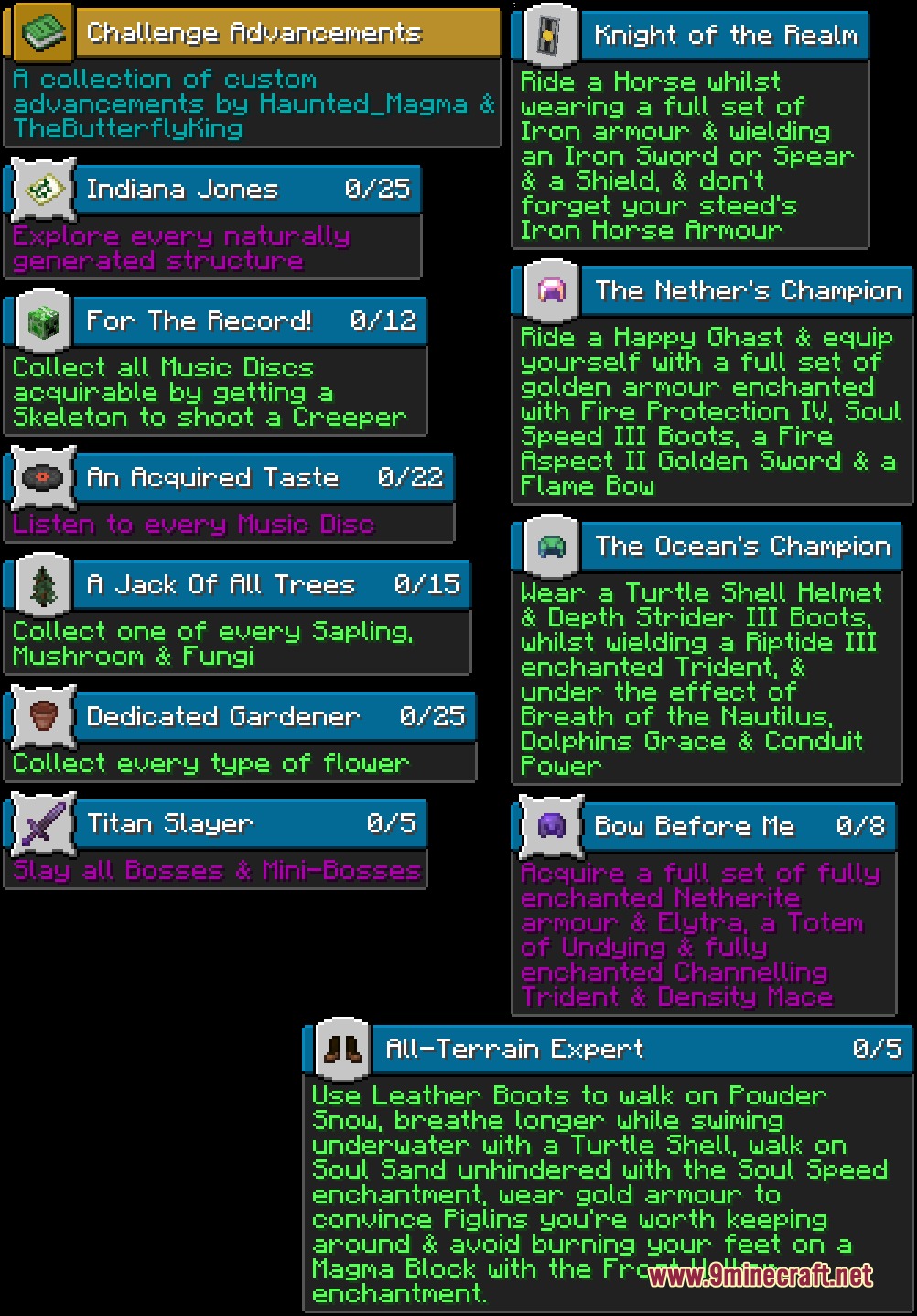 Apex Trophy Spoils Mod Screenshot 1 The Challenge Advancements menu displays various custom survival goals in Minecraft