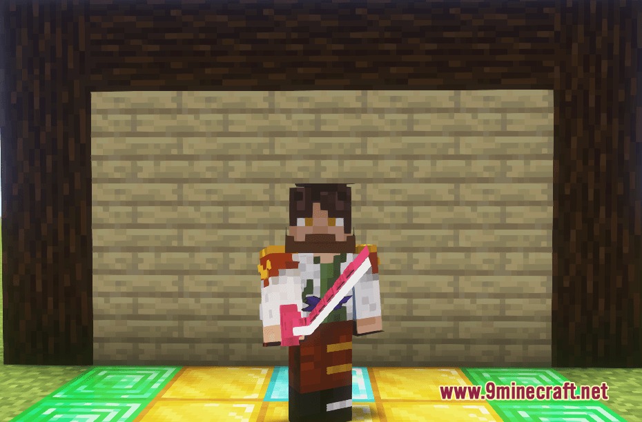 Arcane Arsenal Manifest Mod Screenshot 7 Minecraft player showcasing a custom weapon with a unique pink and white design