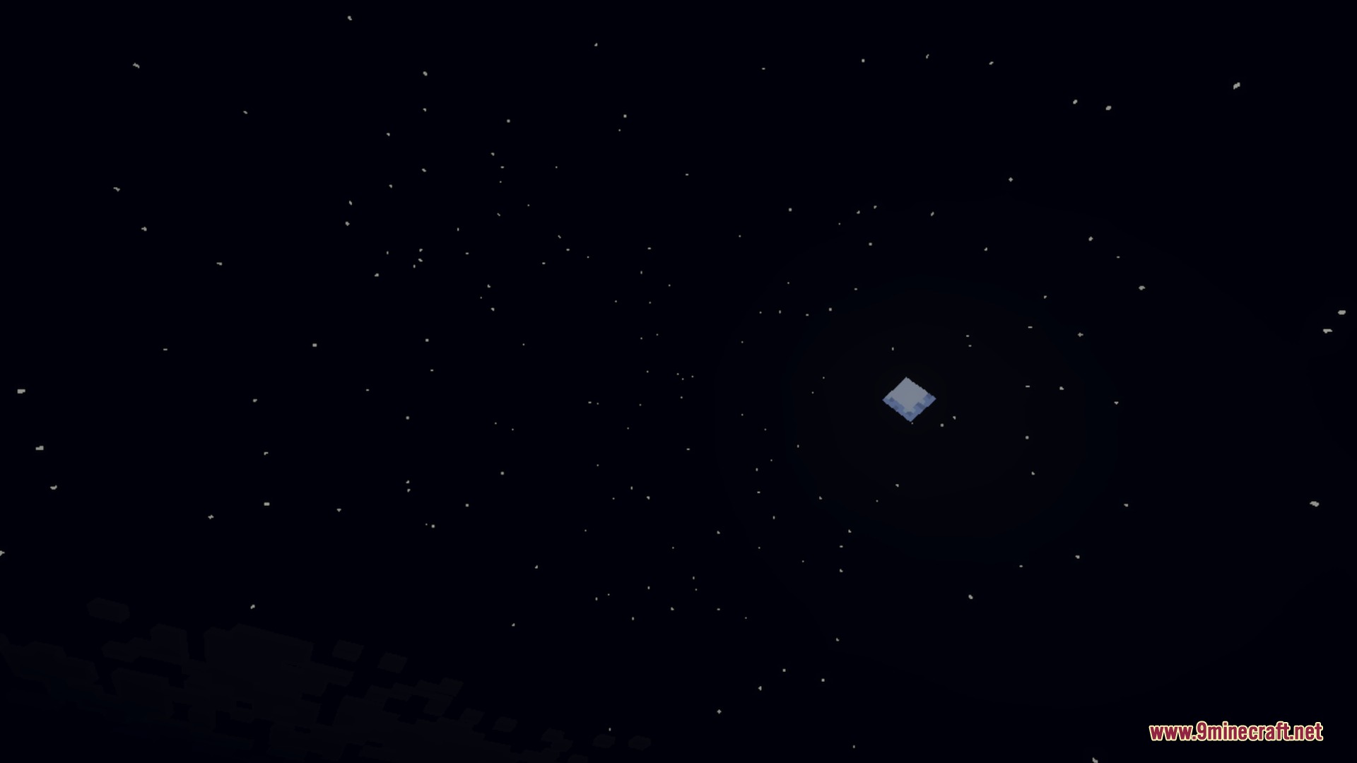 Dark night sky filled with stars and a glowing square moon
