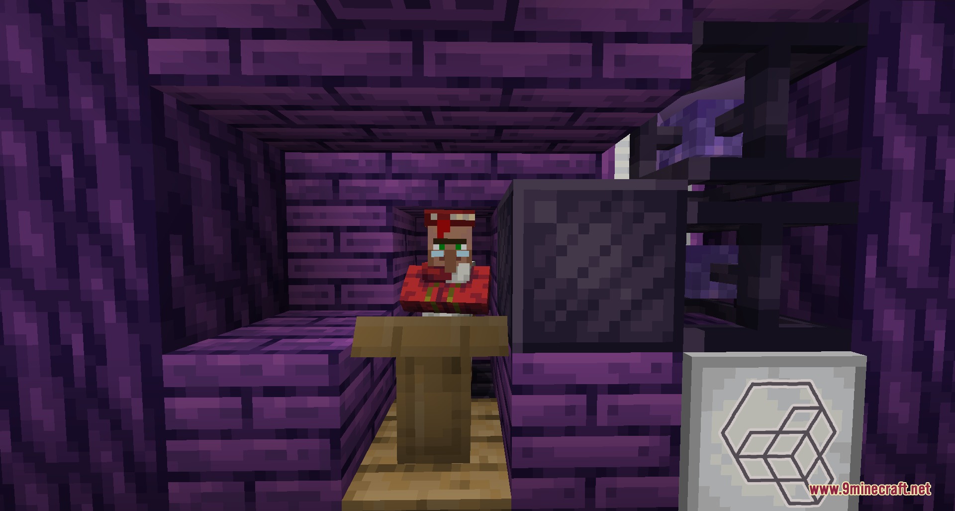 Arcane Glyph Masonry Mod Screenshot 6 A villager at a lectern using the Merchant Directrix for automated trading