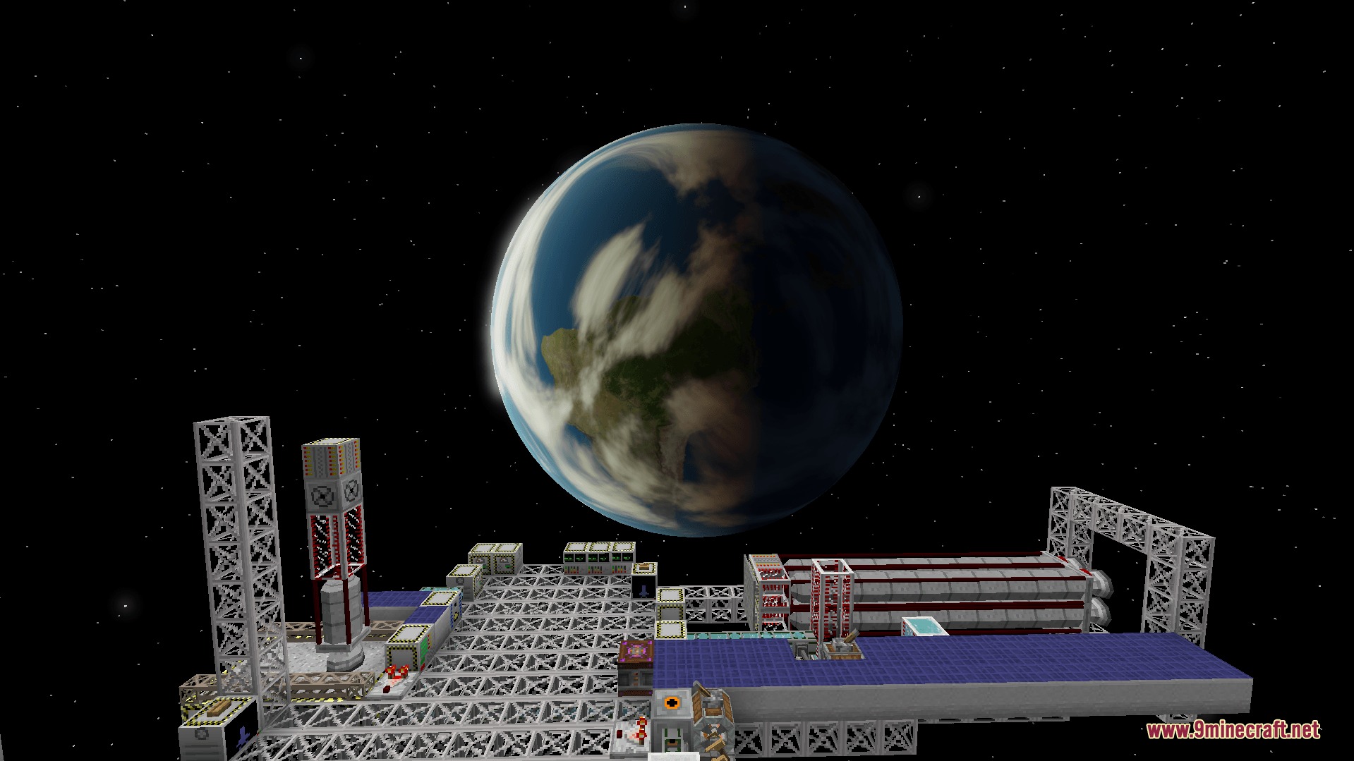 Astral Horizon Engine Mod Screenshot 6 An orbital space station platform overlooking a massive planet in outer space