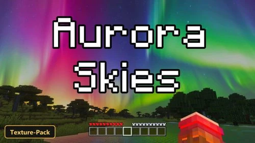 savanna biome at night with vibrant aurora borealis in the sky