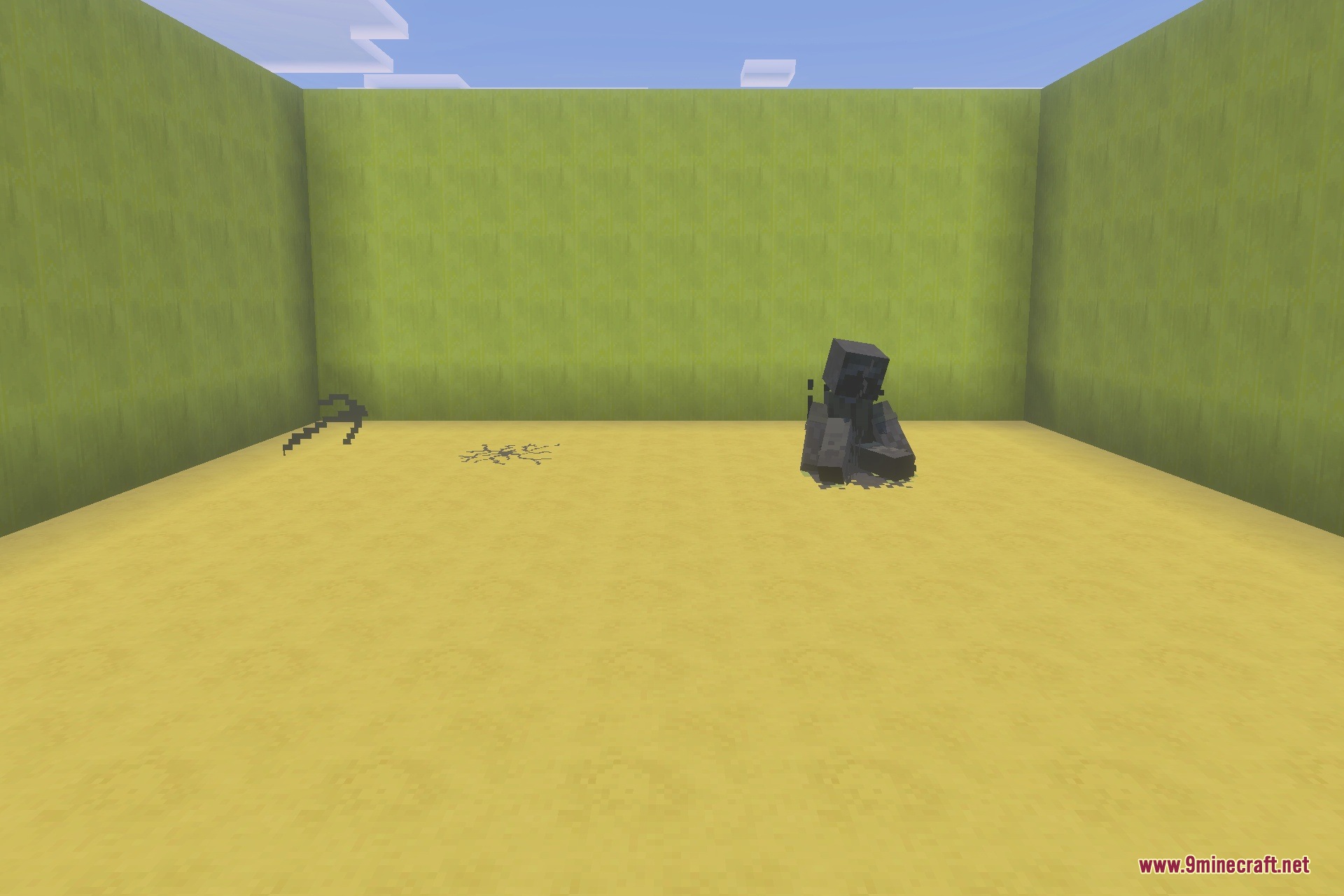 A dark entity from Backrooms The Forgotten Complex sits in a yellow room