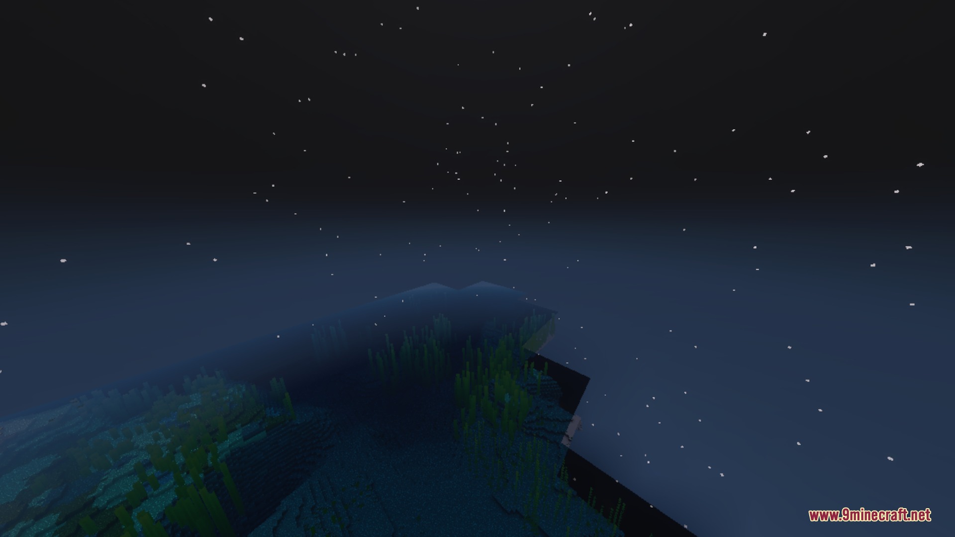 BBSPBRBP Lite Shader Screenshot 3 A dark night scene showing the ocean floor and stars in the sky