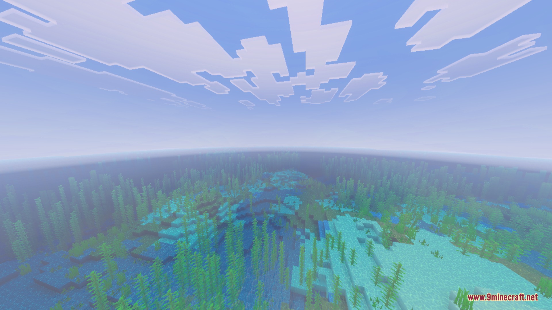 BBSPBRBP Lite Shader Screenshot 4 A bright daytime scene showing clear ocean water and green kelp