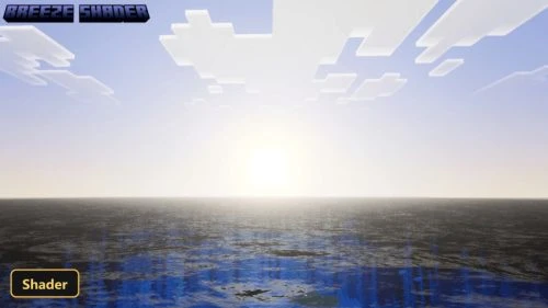 sunrise over ocean, reflective water, blocky clouds, bright sky