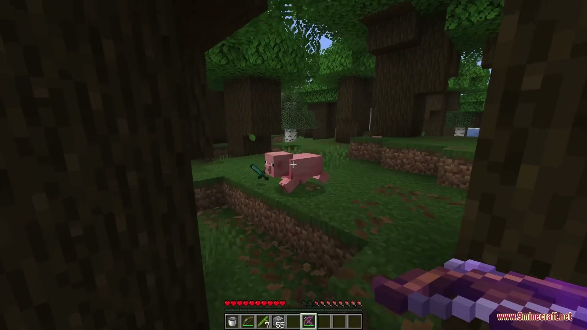 Ballistic Versatility Mod Screenshot 3 A pig holding a sword stands in a forest in Ballistic Versatility