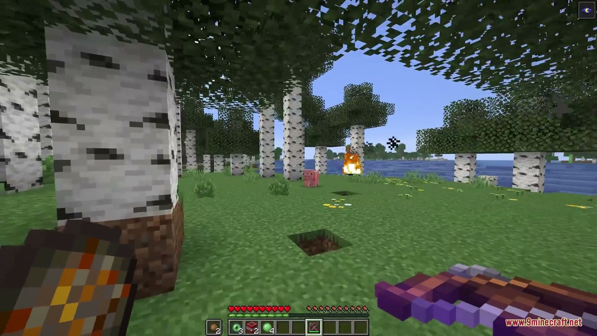 Ballistic Versatility Mod Screenshot 7 Player aiming a crossbow loaded with a fire charge in a forest
