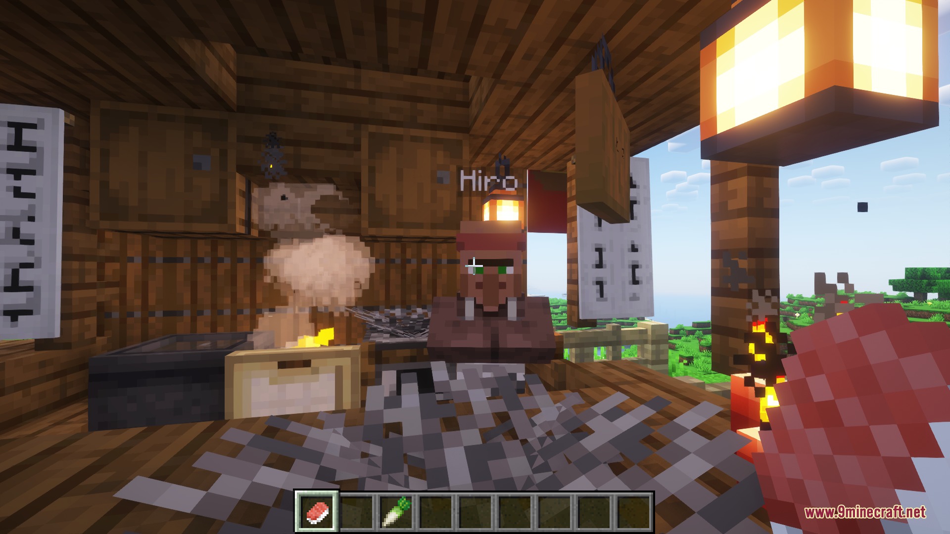 Hiro the villager vendor standing inside a Bamboo Street Bites food cart