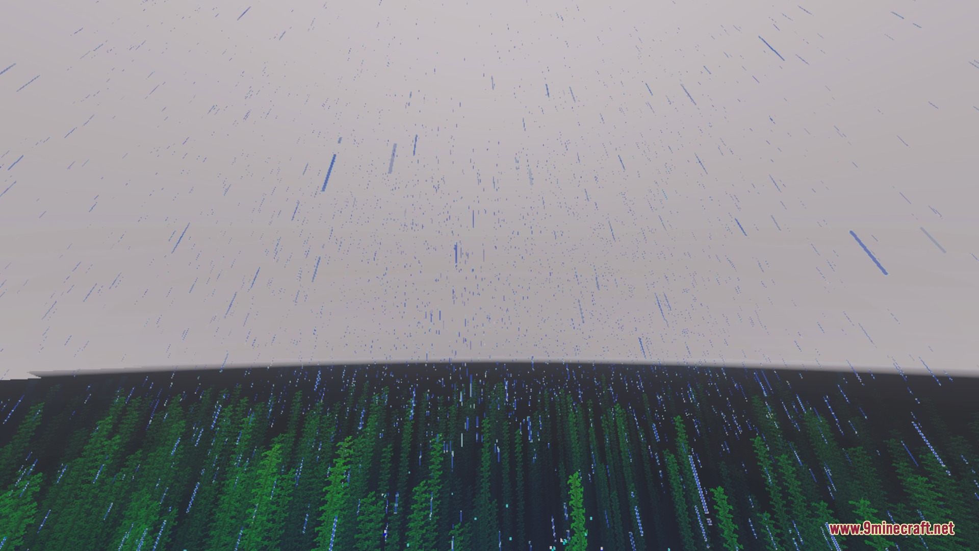 Better Animated Nature Shader Screenshot 10 Rain falls over the ocean while kelp sways beneath the water surface