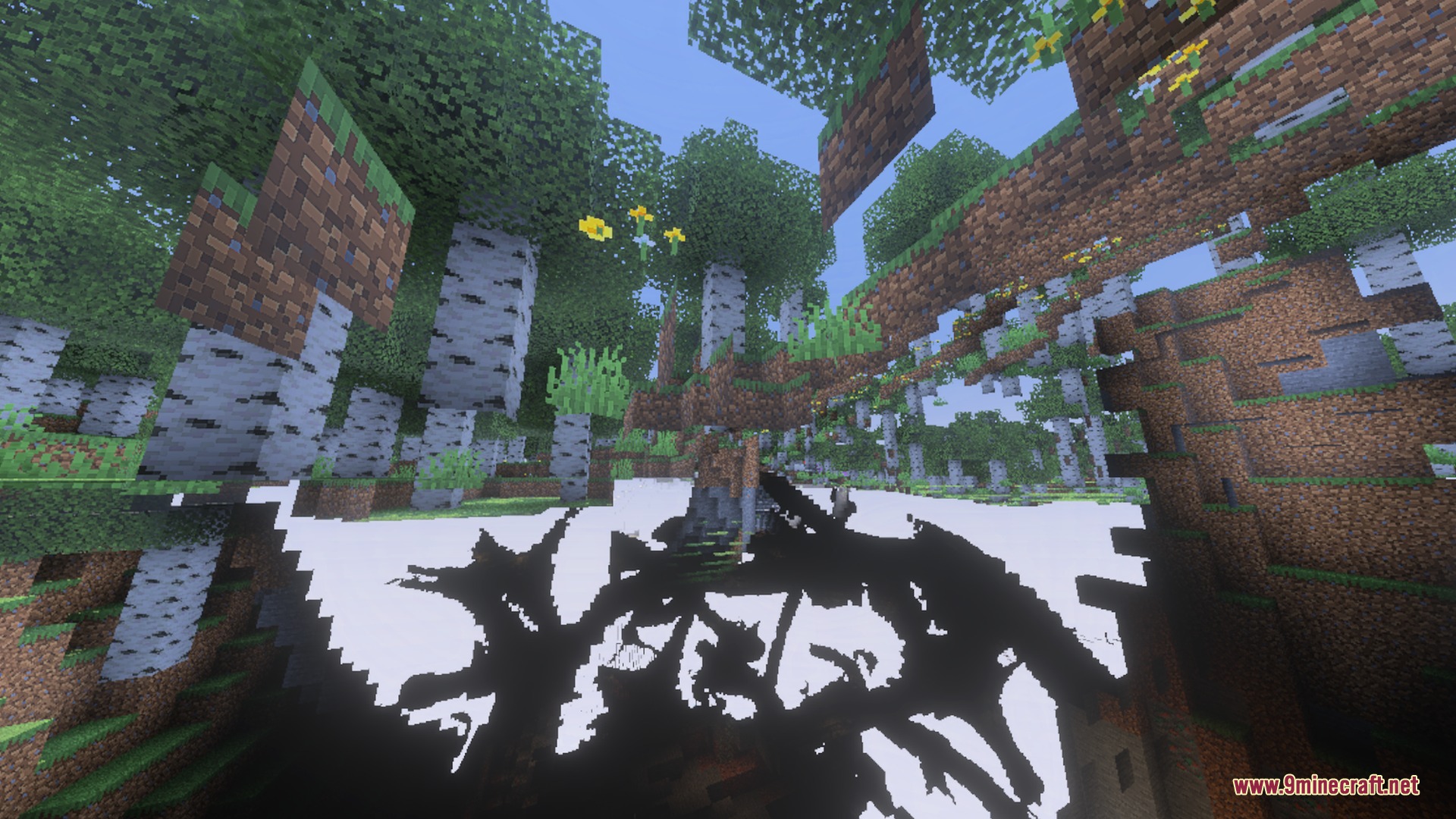 Better Animated Nature Shader Screenshot 7 Birch trees and green grass swaying in the wind under a bright sky