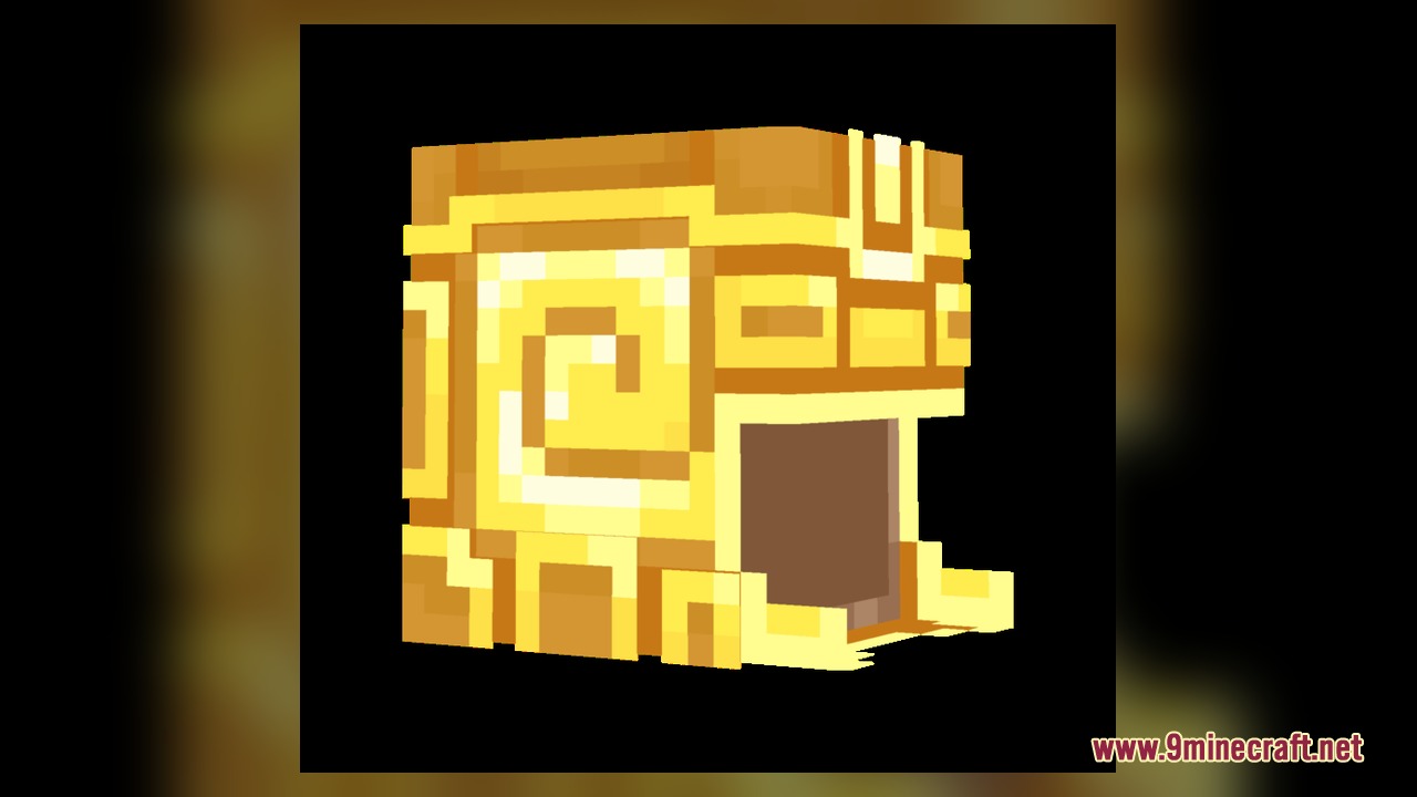 A golden nautilus shell armor piece featuring a blocky and detailed spiral design