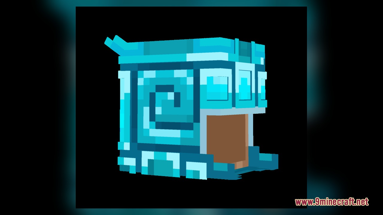 Detailed diamond nautilus armor piece featuring a vibrant blue spiral shell design