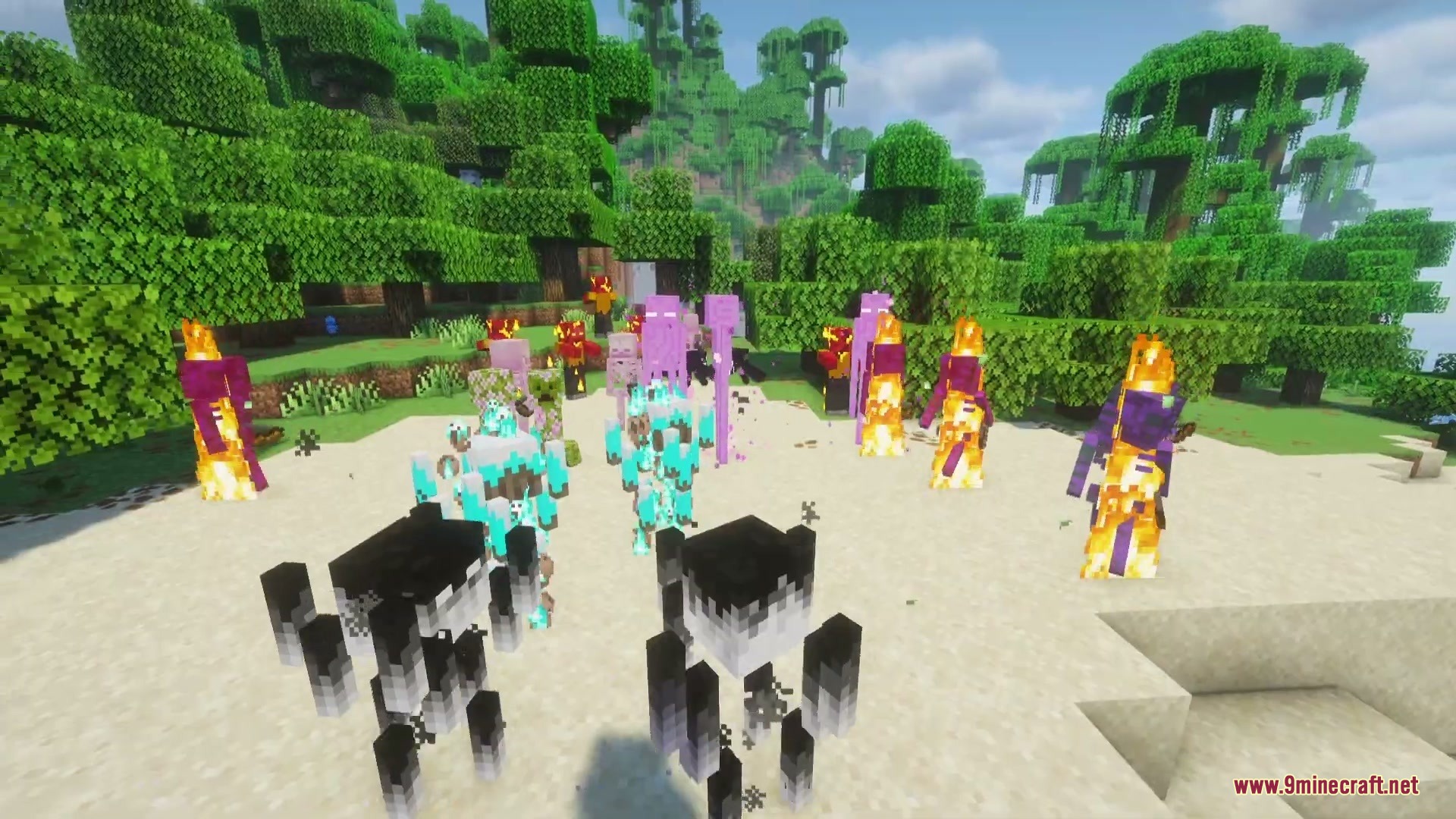 Bizarre Bestiary Altered Mod Screenshot 4 Diverse monster variants from Bizarre Bestiary Altered Mod gathered on a beach