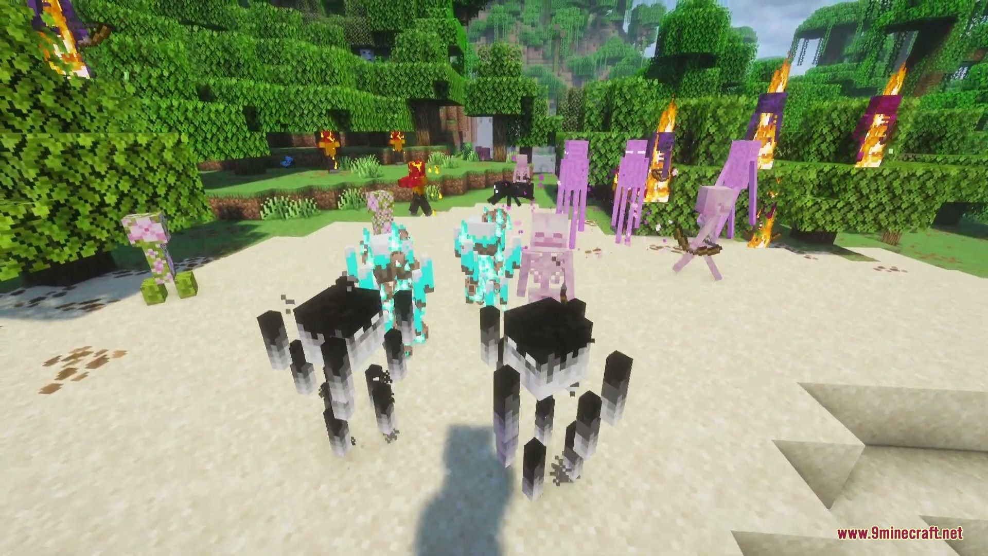 Bizarre Bestiary Altered Mod Screenshot 5 A diverse group of unique monster variants standing on a sandy beach