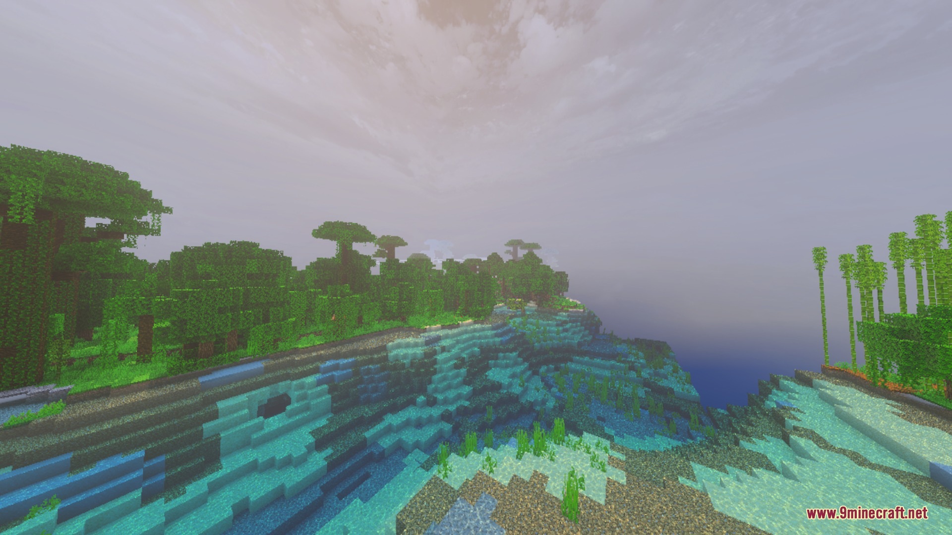 Black n white sky mod creates a clean horizon over a jungle biome