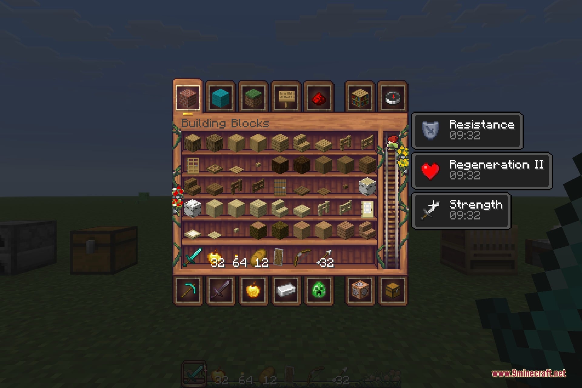 The creative inventory with redrawn tabs and slots