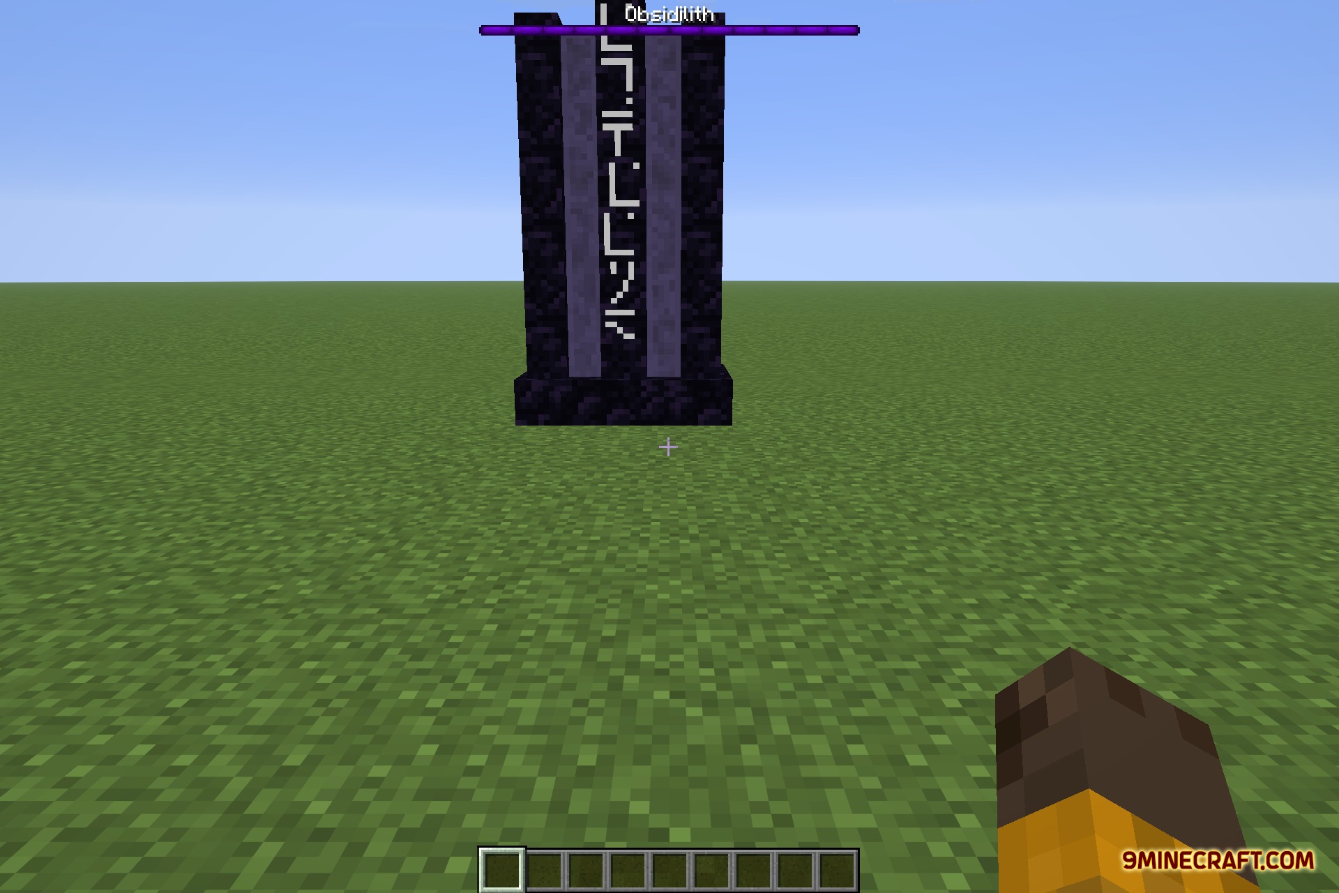 Bosses of Mass Destruction 9minecraft Mod Screenshot 3 The Obsidilith boss stands as a tall obsidian pillar with glowing white runes